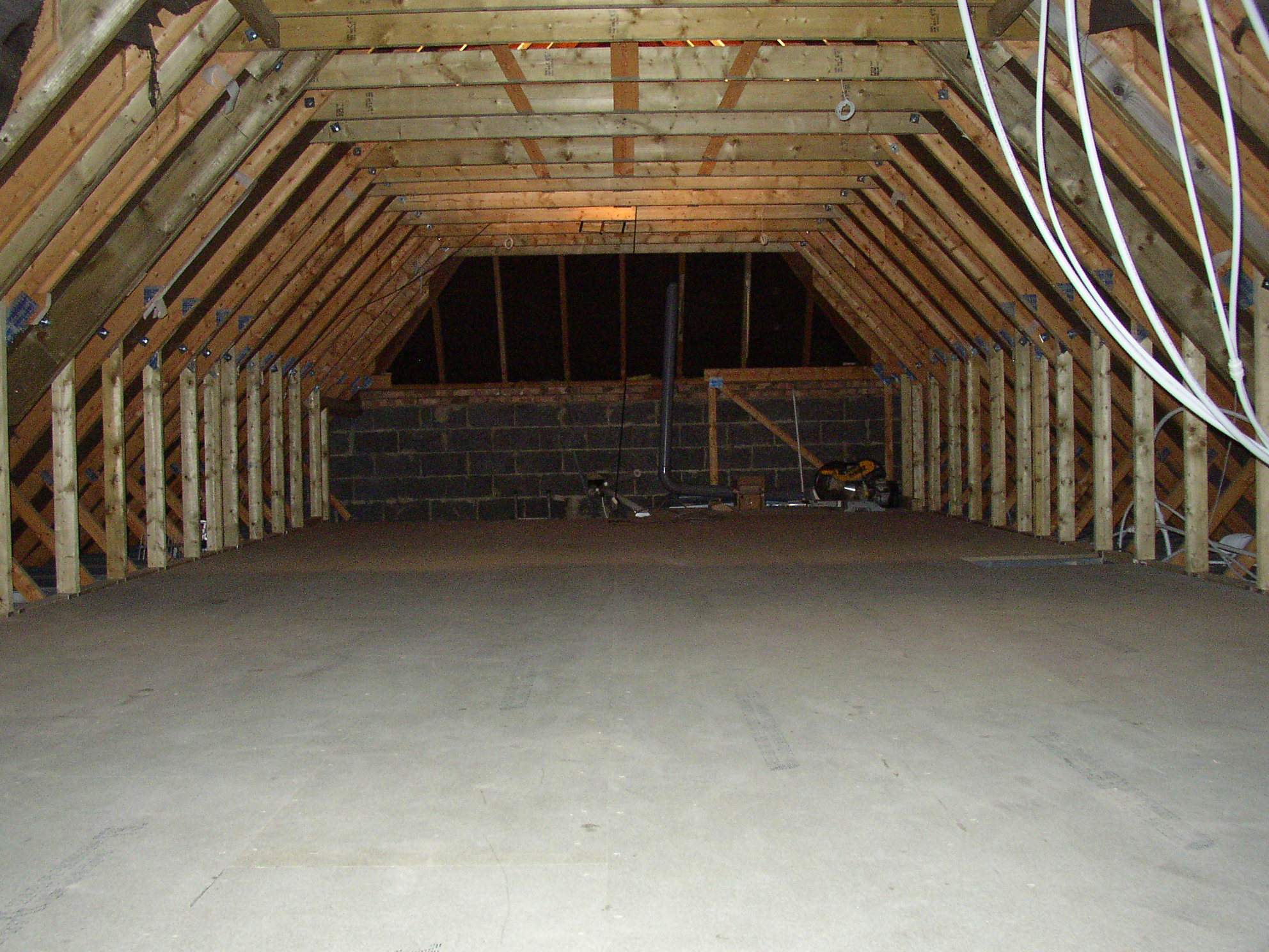 Loft with the truss rafters removed