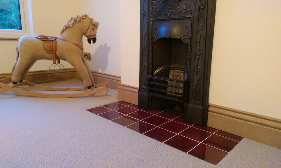 Victorian red hearth tiles